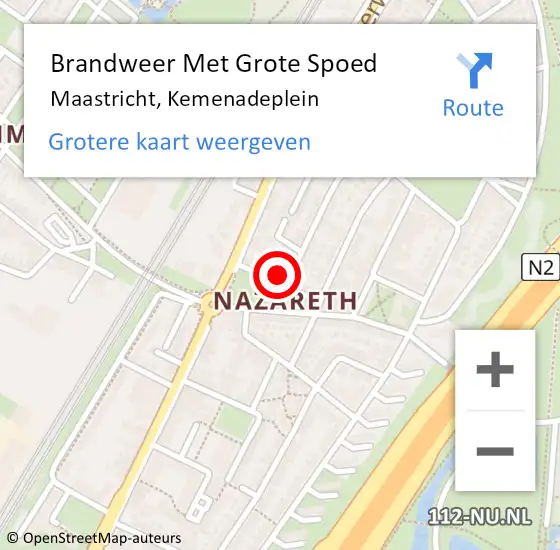 Locatie op kaart van de 112 melding: Brandweer Met Grote Spoed Naar Maastricht, Kemenadeplein op 1 maart 2022 15:59