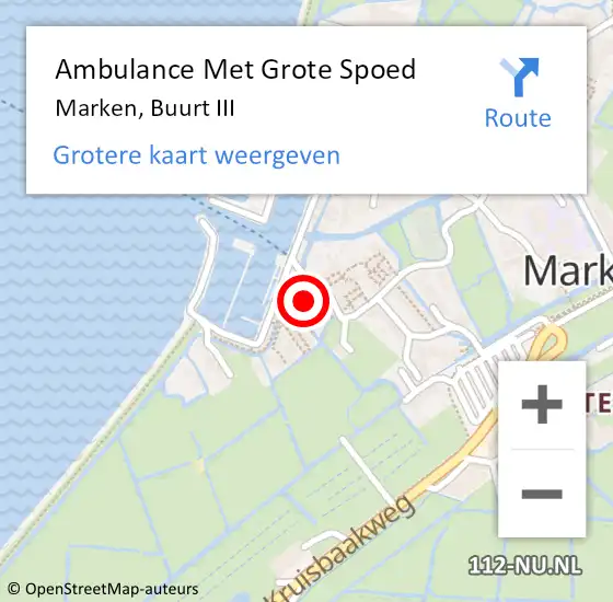 Locatie op kaart van de 112 melding: Ambulance Met Grote Spoed Naar Marken, Buurt III op 1 maart 2022 16:09