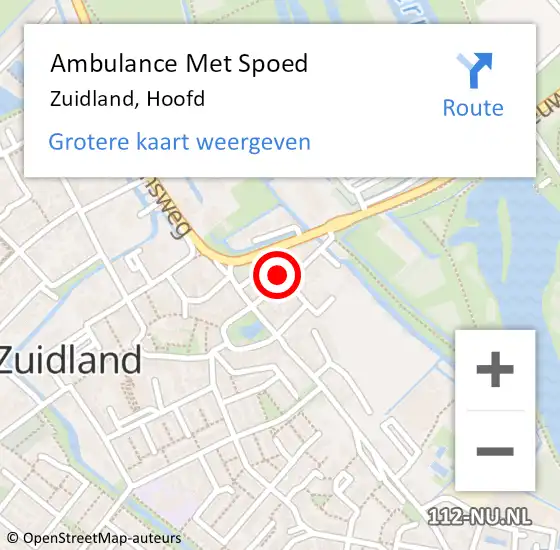 Locatie op kaart van de 112 melding: Ambulance Met Spoed Naar Zuidland, Hoofd op 1 maart 2022 16:09