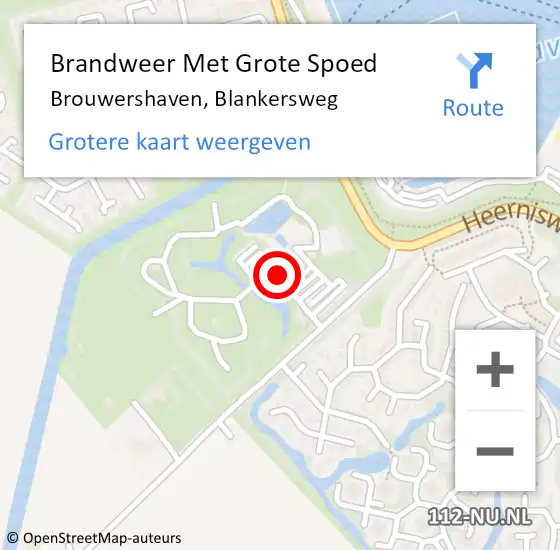 Locatie op kaart van de 112 melding: Brandweer Met Grote Spoed Naar Brouwershaven, Blankersweg op 1 maart 2022 16:12