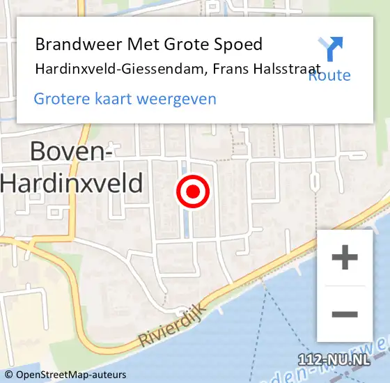 Locatie op kaart van de 112 melding: Brandweer Met Grote Spoed Naar Hardinxveld-Giessendam, Frans Halsstraat op 1 maart 2022 16:24