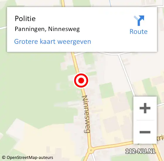 Locatie op kaart van de 112 melding: Politie Panningen, Ninnesweg op 1 maart 2022 16:28