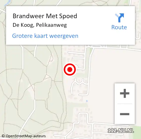 Locatie op kaart van de 112 melding: Brandweer Met Spoed Naar De Koog, Pelikaanweg op 1 maart 2022 16:28