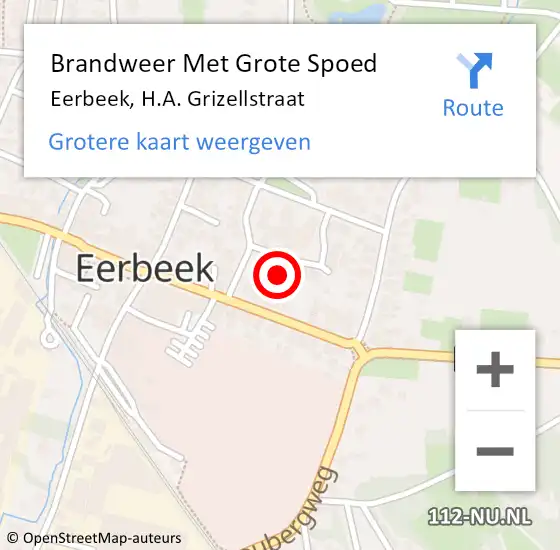 Locatie op kaart van de 112 melding: Brandweer Met Grote Spoed Naar Eerbeek, H.A. Grizellstraat op 1 maart 2022 16:41