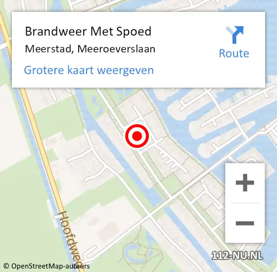 Locatie op kaart van de 112 melding: Brandweer Met Spoed Naar Meerstad, Meeroeverslaan op 1 maart 2022 16:46