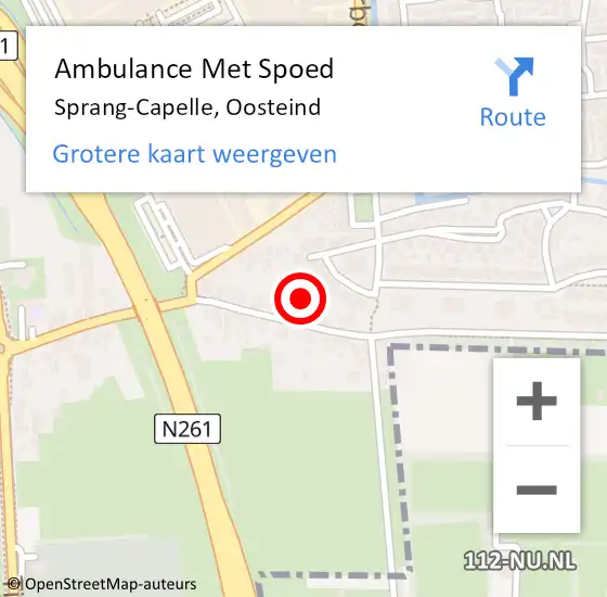 Locatie op kaart van de 112 melding: Ambulance Met Spoed Naar Sprang-Capelle, Oosteind op 1 maart 2022 16:51