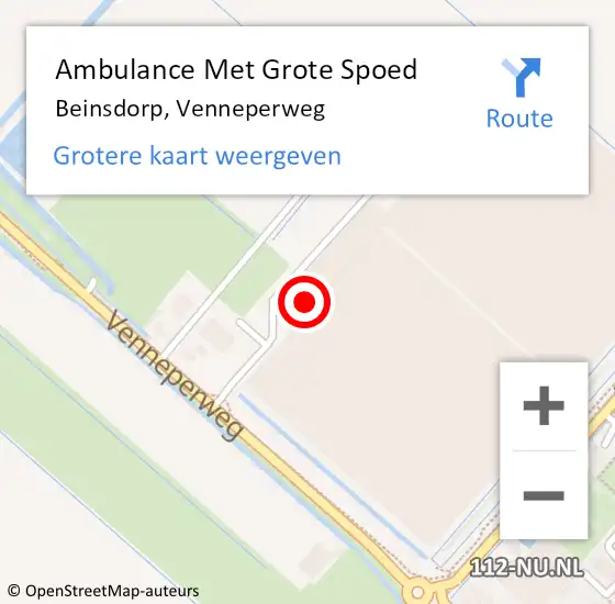 Locatie op kaart van de 112 melding: Ambulance Met Grote Spoed Naar Beinsdorp, Venneperweg op 1 maart 2022 17:36