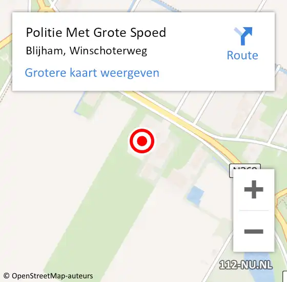 Locatie op kaart van de 112 melding: Politie Met Grote Spoed Naar Blijham, Winschoterweg op 1 maart 2022 17:51