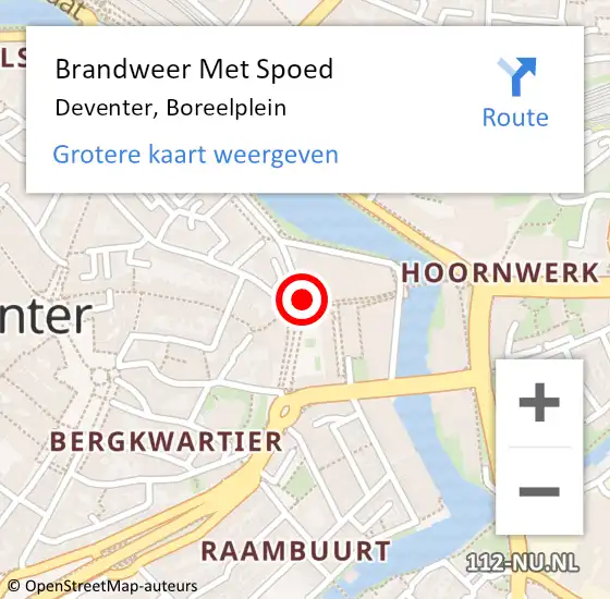 Locatie op kaart van de 112 melding: Brandweer Met Spoed Naar Deventer, Boreelplein op 1 maart 2022 17:52