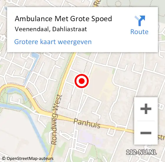 Locatie op kaart van de 112 melding: Ambulance Met Grote Spoed Naar Veenendaal, Dahliastraat op 1 maart 2022 18:07