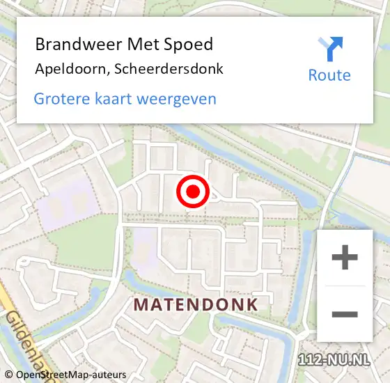 Locatie op kaart van de 112 melding: Brandweer Met Spoed Naar Apeldoorn, Scheerdersdonk op 1 maart 2022 18:17