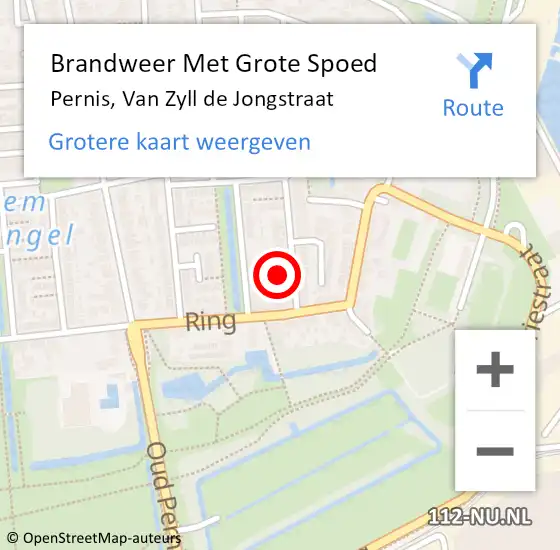 Locatie op kaart van de 112 melding: Brandweer Met Grote Spoed Naar Pernis, Van Zyll de Jongstraat op 1 maart 2022 18:40