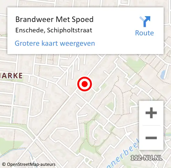Locatie op kaart van de 112 melding: Brandweer Met Spoed Naar Enschede, Schipholtstraat op 1 maart 2022 18:42