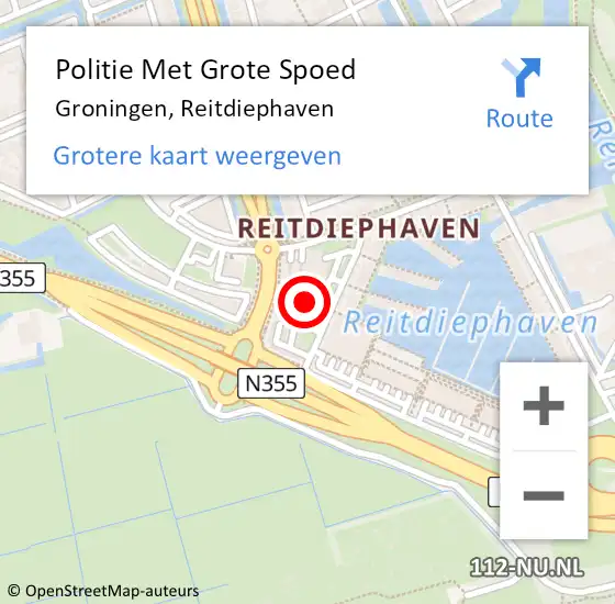 Locatie op kaart van de 112 melding: Politie Met Grote Spoed Naar Groningen, Reitdiephaven op 1 maart 2022 18:44