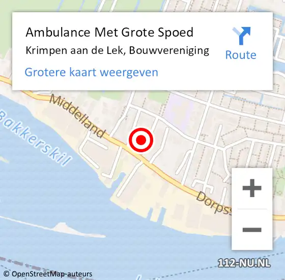 Locatie op kaart van de 112 melding: Ambulance Met Grote Spoed Naar Krimpen aan de Lek, Bouwvereniging op 1 maart 2022 19:26