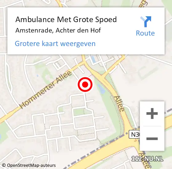 Locatie op kaart van de 112 melding: Ambulance Met Grote Spoed Naar Amstenrade, Achter den Hof op 10 juli 2014 00:32