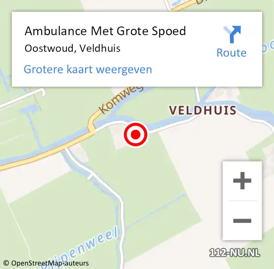 Locatie op kaart van de 112 melding: Ambulance Met Grote Spoed Naar Oostwoud, Veldhuis op 1 maart 2022 19:30