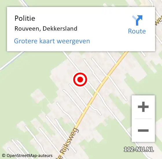 Locatie op kaart van de 112 melding: Politie Rouveen, Dekkersland op 1 maart 2022 20:01