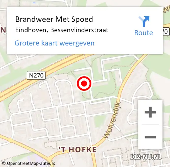 Locatie op kaart van de 112 melding: Brandweer Met Spoed Naar Eindhoven, Bessenvlinderstraat op 1 maart 2022 20:16