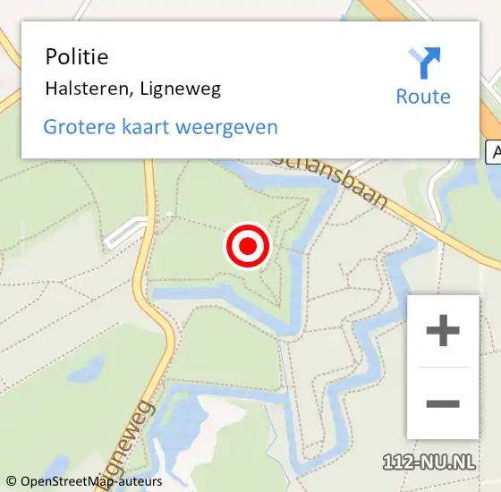 Locatie op kaart van de 112 melding: Politie Halsteren, Ligneweg op 1 maart 2022 20:18