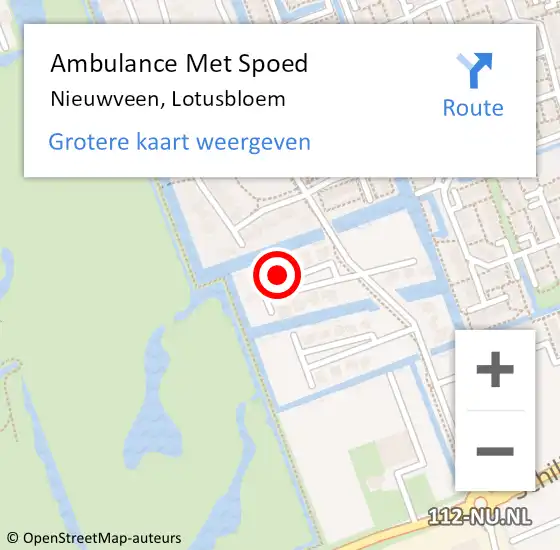 Locatie op kaart van de 112 melding: Ambulance Met Spoed Naar Nieuwveen, Lotusbloem op 1 maart 2022 20:25