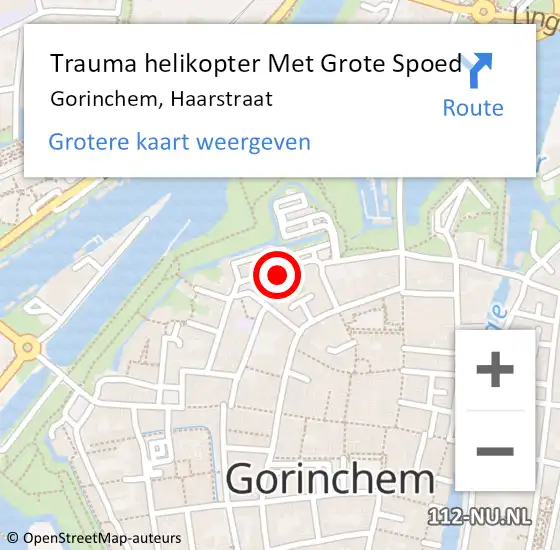 Locatie op kaart van de 112 melding: Trauma helikopter Met Grote Spoed Naar Gorinchem, Haarstraat op 1 maart 2022 20:45