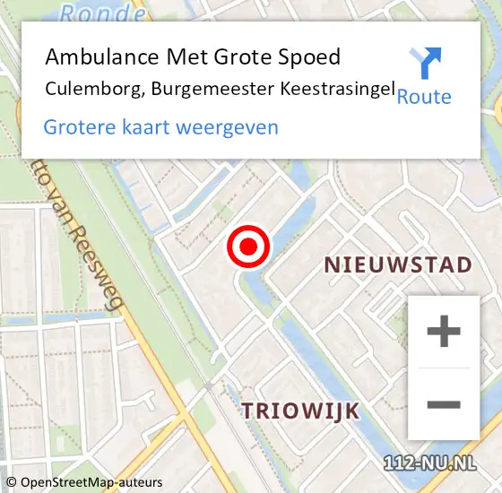 Locatie op kaart van de 112 melding: Ambulance Met Grote Spoed Naar Culemborg, Burgemeester Keestrasingel op 1 maart 2022 20:59