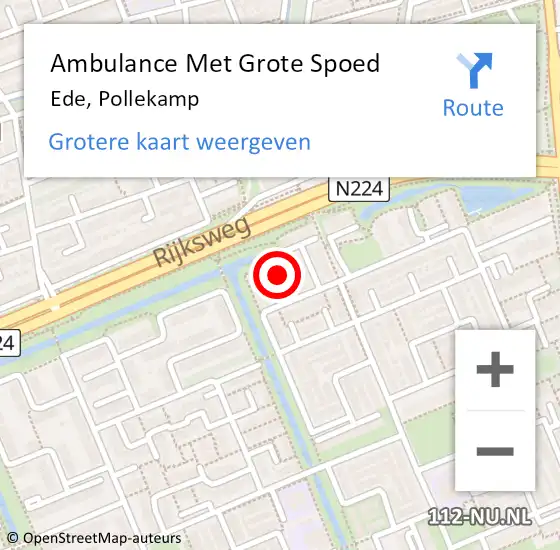 Locatie op kaart van de 112 melding: Ambulance Met Grote Spoed Naar Ede, Pollekamp op 1 maart 2022 21:25