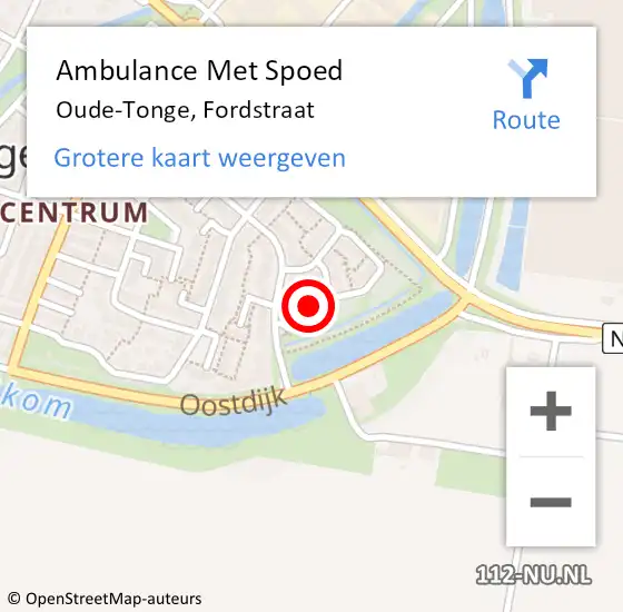 Locatie op kaart van de 112 melding: Ambulance Met Spoed Naar Oude-Tonge, Fordstraat op 1 maart 2022 21:59