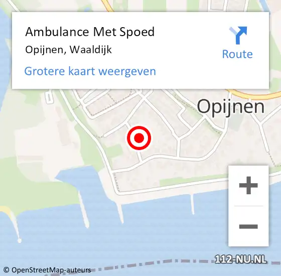 Locatie op kaart van de 112 melding: Ambulance Met Spoed Naar Opijnen, Waaldijk op 1 maart 2022 22:10