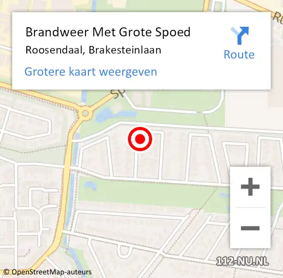 Locatie op kaart van de 112 melding: Brandweer Met Grote Spoed Naar Roosendaal, Brakesteinlaan op 1 maart 2022 22:11