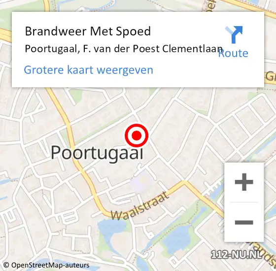 Locatie op kaart van de 112 melding: Brandweer Met Spoed Naar Poortugaal, F. van der Poest Clementlaan op 1 maart 2022 22:18