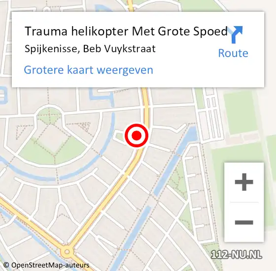 Locatie op kaart van de 112 melding: Trauma helikopter Met Grote Spoed Naar Spijkenisse, Beb Vuykstraat op 1 maart 2022 22:54