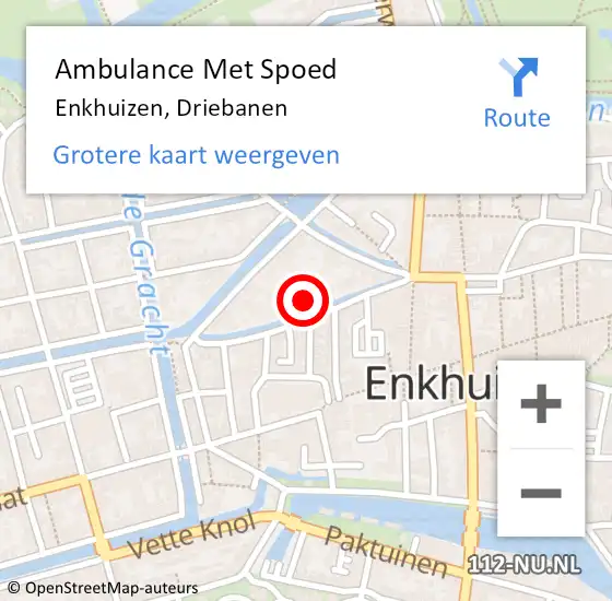 Locatie op kaart van de 112 melding: Ambulance Met Spoed Naar Enkhuizen, Driebanen op 1 maart 2022 23:20