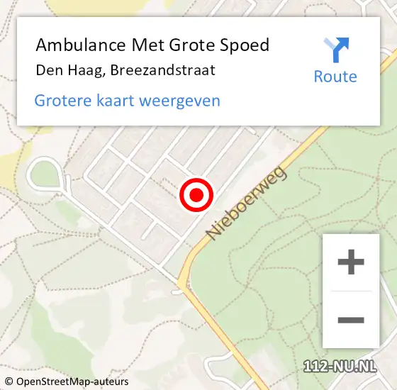 Locatie op kaart van de 112 melding: Ambulance Met Grote Spoed Naar Den Haag, Breezandstraat op 1 maart 2022 23:26