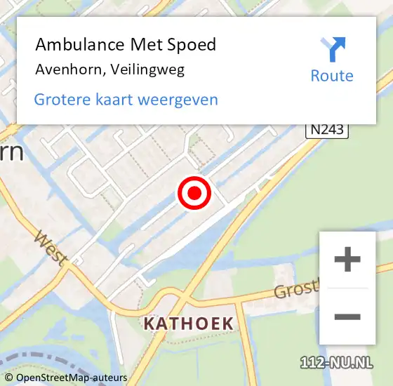 Locatie op kaart van de 112 melding: Ambulance Met Spoed Naar Avenhorn, Veilingweg op 1 maart 2022 23:58