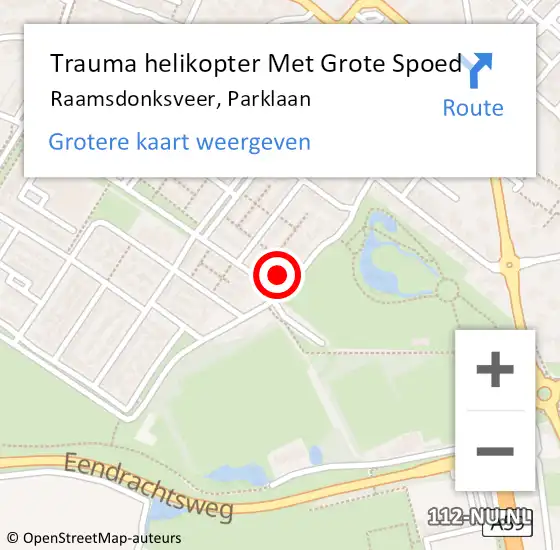 Locatie op kaart van de 112 melding: Trauma helikopter Met Grote Spoed Naar Raamsdonksveer, Parklaan op 2 maart 2022 00:09