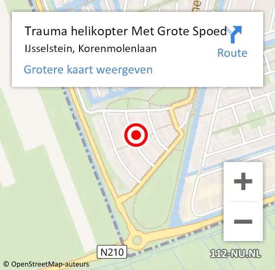 Locatie op kaart van de 112 melding: Trauma helikopter Met Grote Spoed Naar IJsselstein, Korenmolenlaan op 2 maart 2022 00:16