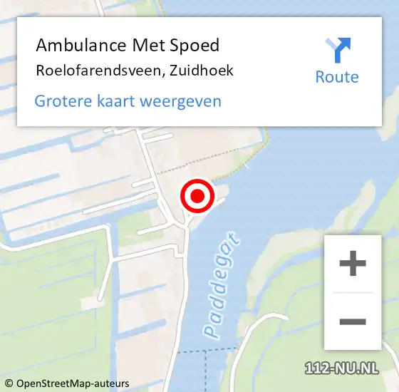 Locatie op kaart van de 112 melding: Ambulance Met Spoed Naar Roelofarendsveen, Zuidhoek op 2 maart 2022 00:34