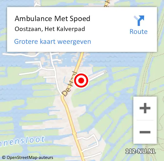 Locatie op kaart van de 112 melding: Ambulance Met Spoed Naar Oostzaan, Het Kalverpad op 2 maart 2022 00:34