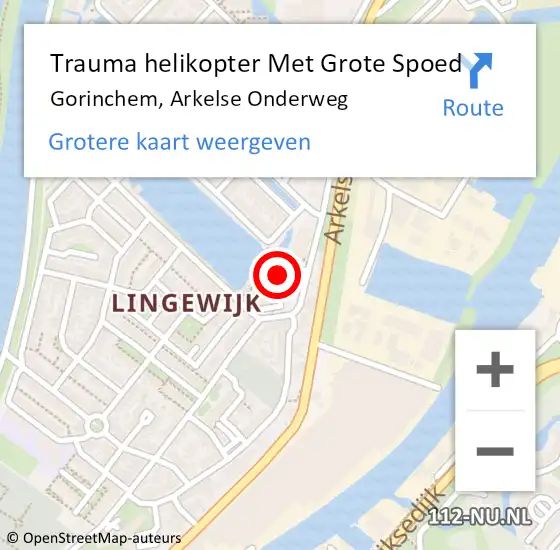 Locatie op kaart van de 112 melding: Trauma helikopter Met Grote Spoed Naar Gorinchem, Arkelse Onderweg op 2 maart 2022 01:08