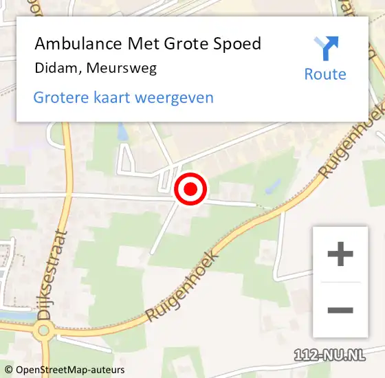 Locatie op kaart van de 112 melding: Ambulance Met Grote Spoed Naar Didam, Meursweg op 2 maart 2022 01:26