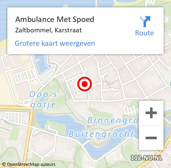 Locatie op kaart van de 112 melding: Ambulance Met Spoed Naar Zaltbommel, Karstraat op 2 maart 2022 01:51