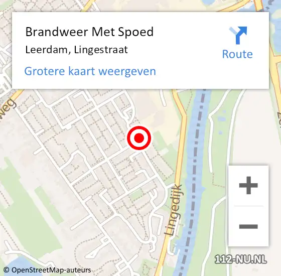 Locatie op kaart van de 112 melding: Brandweer Met Spoed Naar Leerdam, Lingestraat op 2 maart 2022 02:44