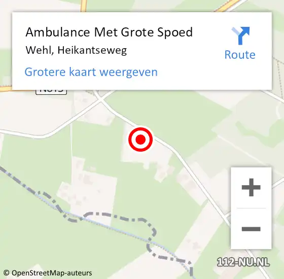 Locatie op kaart van de 112 melding: Ambulance Met Grote Spoed Naar Wehl, Heikantseweg op 2 maart 2022 02:51