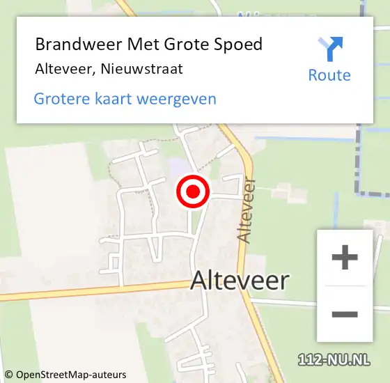 Locatie op kaart van de 112 melding: Brandweer Met Grote Spoed Naar Alteveer, Nieuwstraat op 2 maart 2022 03:40