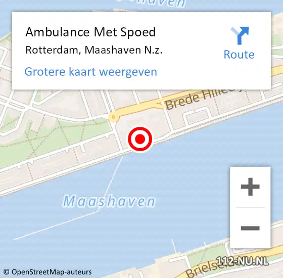 Locatie op kaart van de 112 melding: Ambulance Met Spoed Naar Rotterdam, Maashaven N.z. op 2 maart 2022 03:46