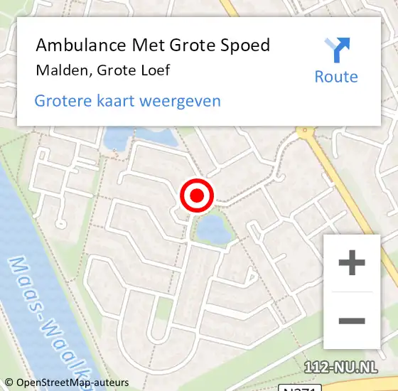 Locatie op kaart van de 112 melding: Ambulance Met Grote Spoed Naar Malden, Grote Loef op 2 maart 2022 04:31