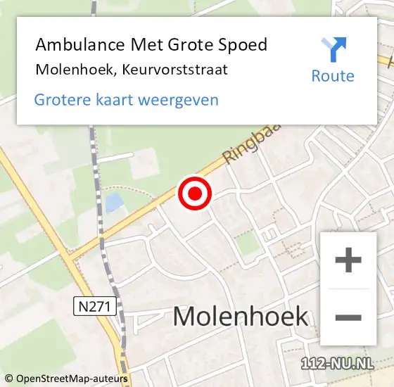 Locatie op kaart van de 112 melding: Ambulance Met Grote Spoed Naar Molenhoek, Keurvorststraat op 2 maart 2022 04:51