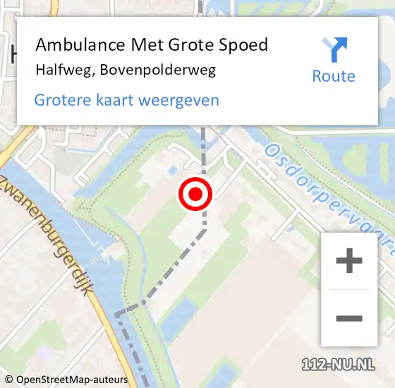 Locatie op kaart van de 112 melding: Ambulance Met Grote Spoed Naar Halfweg, Bovenpolderweg op 2 maart 2022 06:11